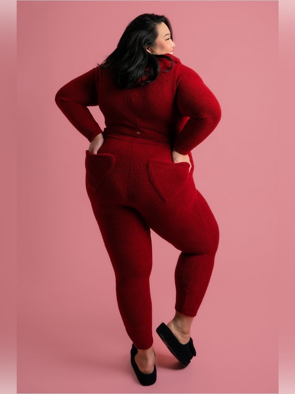 Yitty Red Soft & Fuzzy Heart Pocket Onesie - New! - Size 26